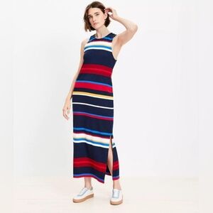 LOFT TALL STRIPED RACERBACK MIDI DRESS